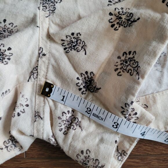 A New Day Womens XL Linen Blend Shorts Paperbag High Rise Pull On Beige Print - Picture 5 of 14